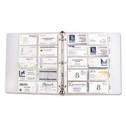 C-Line Tabbed Business Card Binder Pages, 20 Cards Per Letter Page, Clear, 5 Pages (CLI61117)