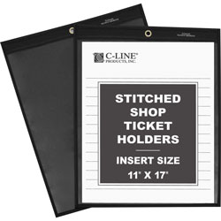 C-Line Ticket Holders, Heavy-duty Vinyl, 11 inx17 in, 25/BX, Black/Clear