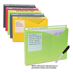 C-Line Write-On Poly File Jackets, Straight Tab, Letter Size, Assorted Colors, 10/Pack
