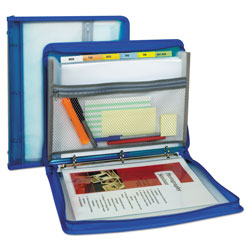 C-Line Zippered Binder w/ Expanding File, 2 in Overall Expansion, 7 Sections, Letter Size, Bright Blue