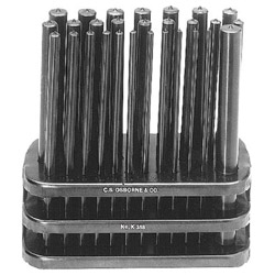 C.S. Osborne Punch Sets, Transfer Punch Set, Round, English, 28 Punches 3/23 in - 19/64 in