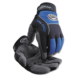 Caiman 2950 Synthetic Leather Padded Palm Grip Mechanics Gloves, 2X-Large, Black/Blue/Gray