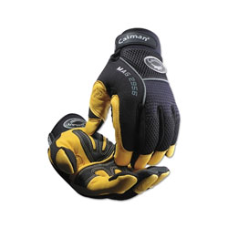 Caiman Gold Grain Leather Palm Gloves, X-Large, Gold/Black