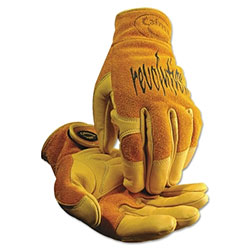 Caiman Multi-Task Welding Gloves, Cow Grain Leather/Pigskin, Medium, Tan/Gold
