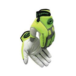 Caiman White Goat Grain Leather Multi-Activity Gloves, 2X-Large, Hi-Viz Lime Green