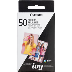 Canon Zero Ink (ZINK) Photo Paper - White - 2 in x 3 in - Glossy - 1 / Each - 50 - Smudge-free, Water Resistant, Tear Resistant