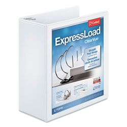 Cardinal ExpressLoad ClearVue Locking D-Ring Binder, 3 Rings, 4 in Capacity, 11 x 8.5, White