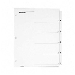 Cardinal OneStep Printable Table of Contents and Dividers, 5-Tab, 1 to 5, 11 x 8.5, White, 1 Set