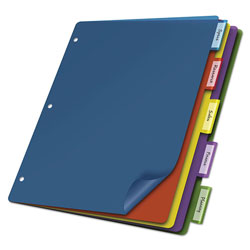 Cardinal Poly Index Dividers, 5-Tab, 11 x 8.5, Assorted, 4 Sets