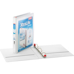 Cardinal XtraLife ClearVue Non-Stick Locking Slant-D Ring Binder, 3 Rings, 1 in Capacity, 11 x 8.5, White
