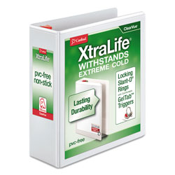Cardinal XtraLife ClearVue Non-Stick Locking Slant-D Ring Binder, 3 Rings, 3 in Capacity, 11 x 8.5, White