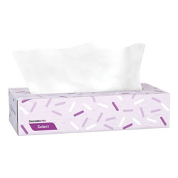 Cascades Select Flat Box Facial Tissue, 2-Ply, White, 100 Sheets/Box, 30 Boxes/Carton
