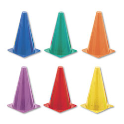 Champion Indoor/Outdoor Flexible Cone Set, Vinyl, Assorted Colors, 6/Set (CSITC9SET)