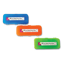 Charles Leonard Double-Sided 5-Compartment Pencil Box, 8.5 x 3.5 x 1.5, Randomly Assorted Colors