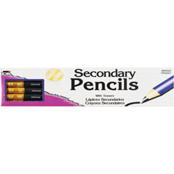 Charles Leonard Secondary Pencils w/Erasers, 144/CT, Black