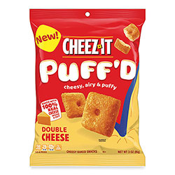 Cheez-It® Puff'd Crackers, Double Cheese, 3 oz Bag, 6/Carton