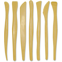 Chenille Kraft Plastic Modeling Tools, Plastic, 6 in Long, 7 Tools With Assorted Tips, Yellow