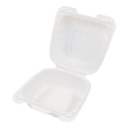 Chesapeake CHPP66W 6 x 6 x 3 White Mineral-Filled Hinged Lid Takeout Container, 300/cs