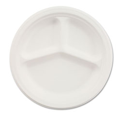 Chinet Paper Dinnerware, 3-Comp Plate, 10 1/4" dia, White, 500/Carton (VESTRY)