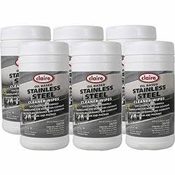 Claire Stainless Steel Wipes, Wipe, Citrus Scent, 9.50 in Width x 12 in Length, 40/Roll, 6/Carton
