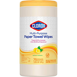 Clorox Multipurpose Paper Towel Wipes - Ready-To-Use Wipe - Lemon Verbena Scent - 75 - White