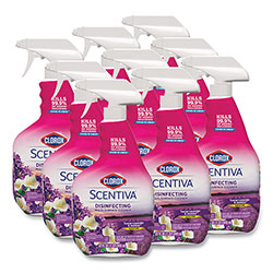 Clorox Scentiva Multi Surface Cleaner, Tuscan Lavender and Jasmine, 32 oz, 9/Carton