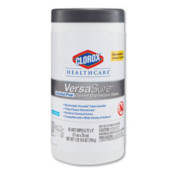 Clorox VersaSure Cleaner Disinfectant Wipes, 1-Ply, 6 3/4 in x 8 in, White, 85 Towels/Can