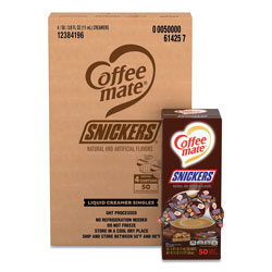 Coffee-Mate® Liquid Coffee Creamer, Snickers, 0.38 oz Mini Cups, 200 Cups/Carton