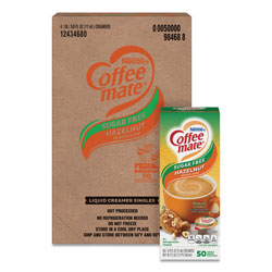 Coffee-Mate® Liquid Coffee Creamer, Sugar-Free Hazelnut, 0.38 oz Mini Cups, 50/Box, 4 Boxes/Carton