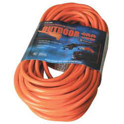 Coleman Cable Vinyl Extension Cord, 100 ft, 1 Outlet, Red