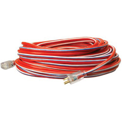Coleman Cable Stripes® Extension Cord, 100 ft, 1 Outlet, Red/White/Blue