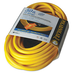 Coleman Cable Tri-Source™ Polar/Solar Plus® Multiple Outlet Cord, 50 ft, 3 Outlets, Yellow
