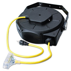 Coleman Cable Luma-Site® Cord Reels with Lighted Tri Source®, 50 ft, 3 Outlets, Yellow