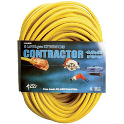 Coleman Cable Vinyl Extension Cord, 100 ft, 1 Outlet, Yellow