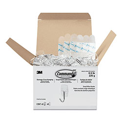 Command® Clear Hooks and Strips, Plastic/Metal, Small, 40 Hooks and 48 Strips/Pack
