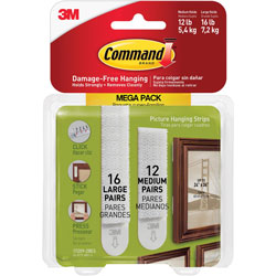 Command® Picture Hanging Strips, 3 lb or 4 lb Cap/Set, 28/PK