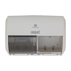 Compact® 2-Roll Side-by-Side Coreless High-Capacity Toilet Paper Dispenser, White, 56797A, 10.12" W x 6.75" D x 7.12" H (GPC56797A)