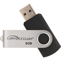 Compucessory Flash Drive, 8GB, Password Protected, Black/Aluminum