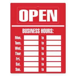 Consolidated Stamp Business Hours Sign Kit, 15 x 19, Red