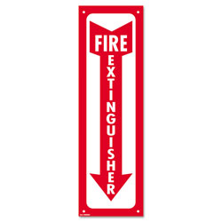 Consolidated Stamp Glow-In-The-Dark Safety Sign, Fire Extinguisher, 4 x 13, Red