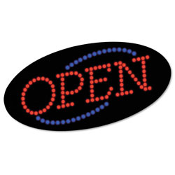 Consolidated Stamp LED OPEN Sign, 10 1/2: x 20 1/8 in, Red & Blue Graphics