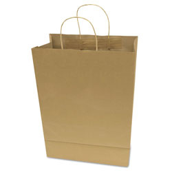 Consolidated Stamp Premium Shopping Bag, 12 in x 17 in, Brown Kraft, 50/Box