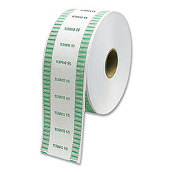 Controltek Automatic Coin Wrapper Roll for Coin Wrapping Machines, Dimes, $5.00, Kraft/Green, 2,000/Roll, 8 Rolls/Carton