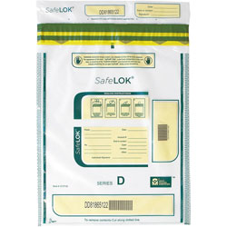 Controltek SafeLOK Tamper-Evident Deposit Bags - 12 in x 16 in, Clear - 100/Pack - Cash, Deposit, Note, Bill
