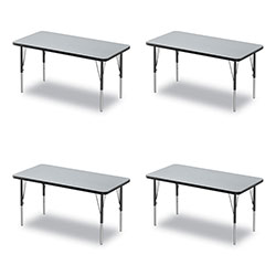 Correll® Adjustable Activity Table, Rectangular, 48 in x 24 in x 19 in to 29 in, Granite Top, Black Legs, 4/Pallet