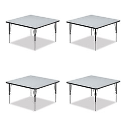 Correll® Adjustable Activity Tables, Square, 48 in x 48 in x 19 in to 29 in, Gray Top, Black Legs, 4/Pallet