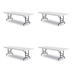 Correll® Adjustable Folding Tables, Rectangular, 60 in x 30 in x 22 in to 32 in, Gray Top, Black Legs, 4/Pallet