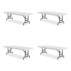 Correll® Adjustable Folding Tables, Rectangular, 72 in x 30 in x 22 in to 32 in, Gray Top, Black Legs, 4/Pallet
