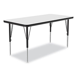 Correll® Markerboard Activity Tables, Rectangular, 48 in x 24 in x 19 in to 29 in, White Top, Black Legs, 4/Pallet