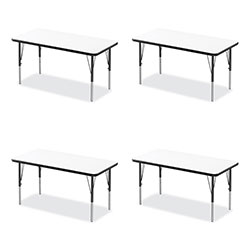 Correll® Markerboard Activity Tables, Rectangular, 60 in x 24 in x 19 in to 29 in, White Top, Black Legs, 4/Pallet